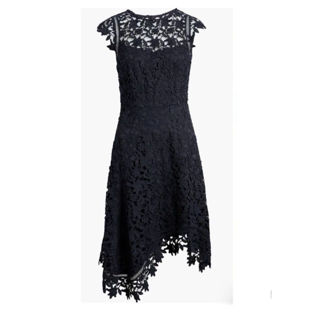 Eliza J Lace Asymmetric Cocktail Dress Navy Size 6